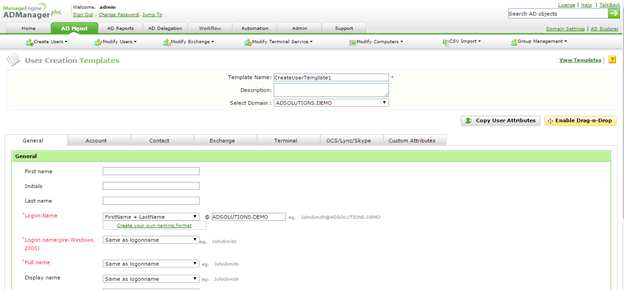 utiliser les propri&eacute;t&eacute;s utilisateurs AD pour cr&eacute;er des templates de cr&eacute;ation des utilisateurs